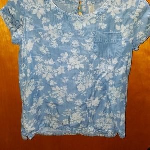 Girls Floral Print Short Sleeve Size Large